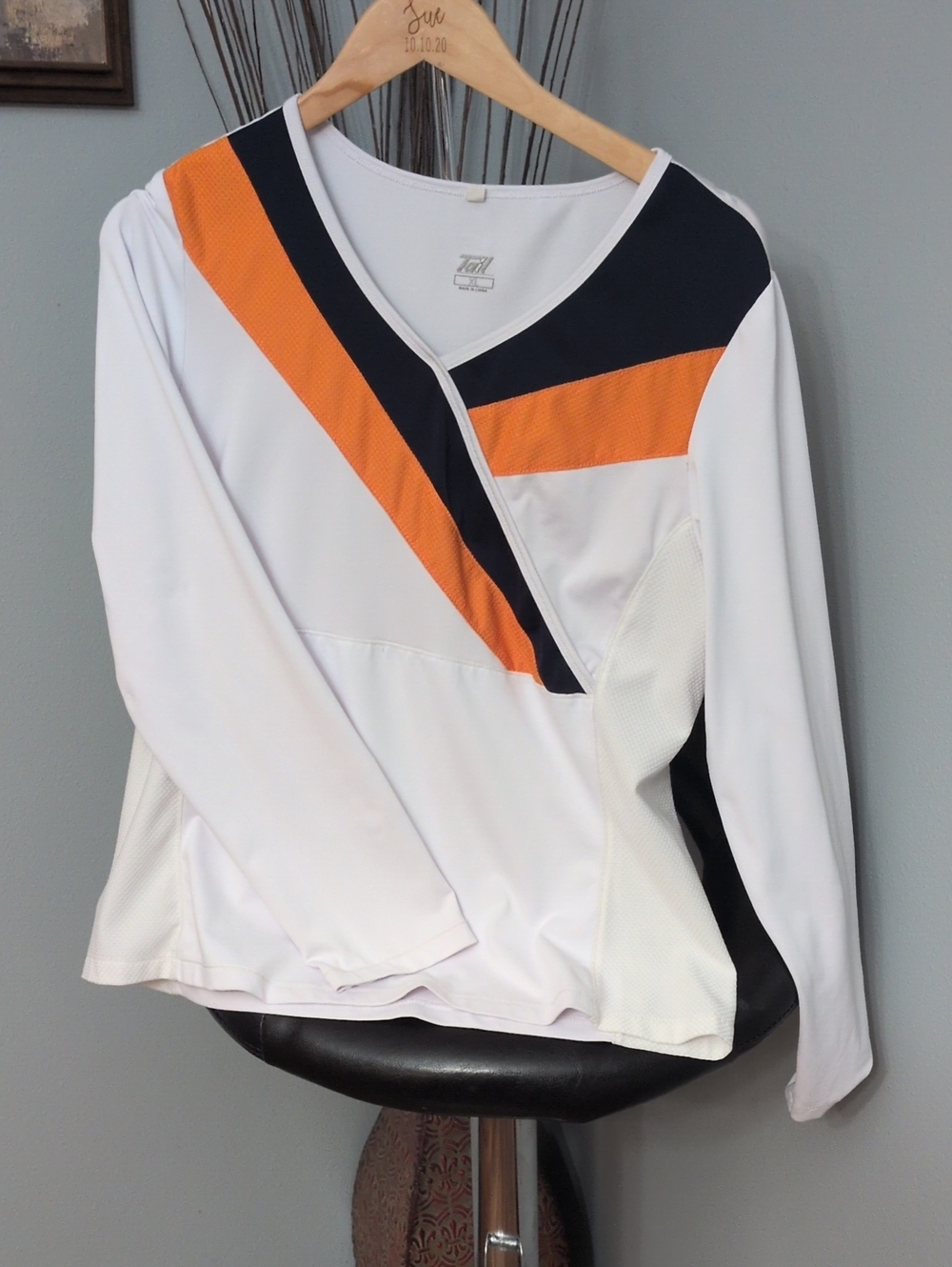 Tail White Long-Sleeve Dri-Fit with Orange and Navy Panels